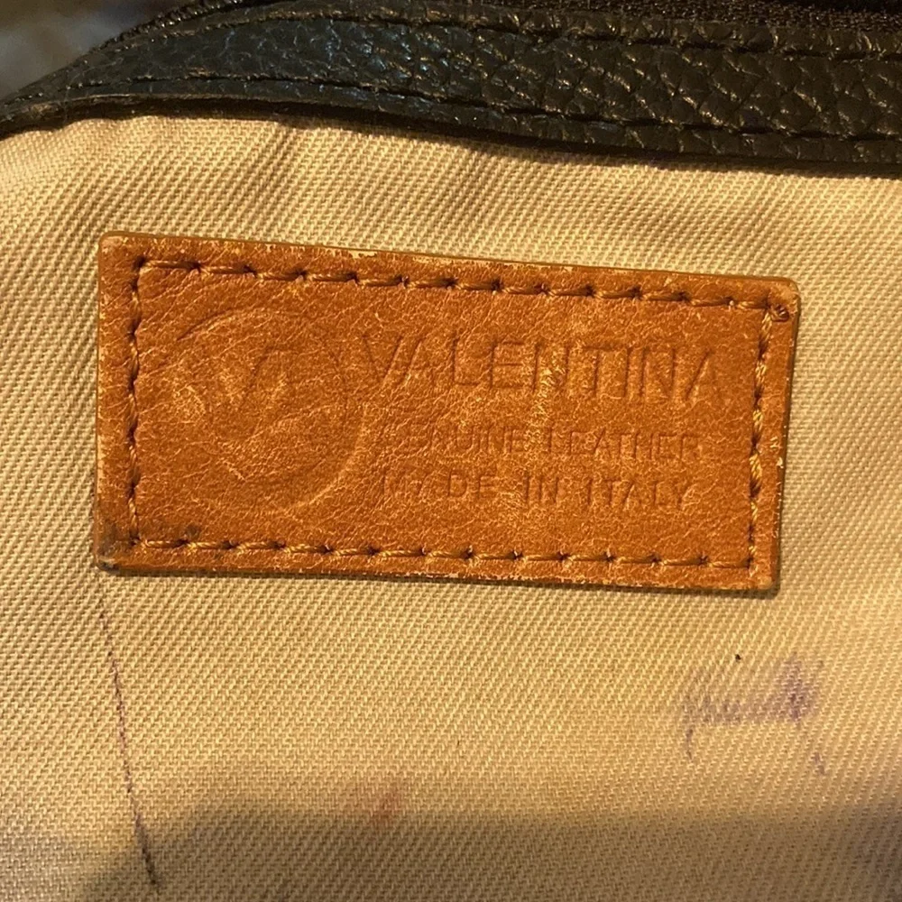 Valentina Italia genuine leather made in Italy black pebble textured bag purse